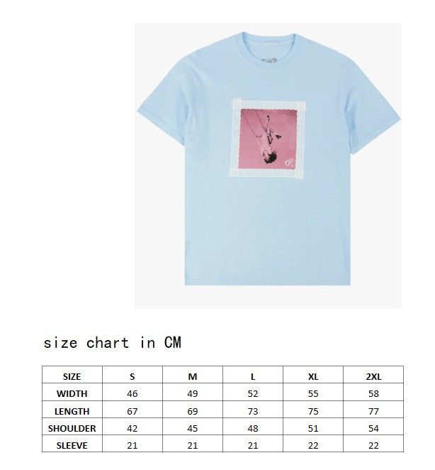lace album cover oversized blue t-shirt