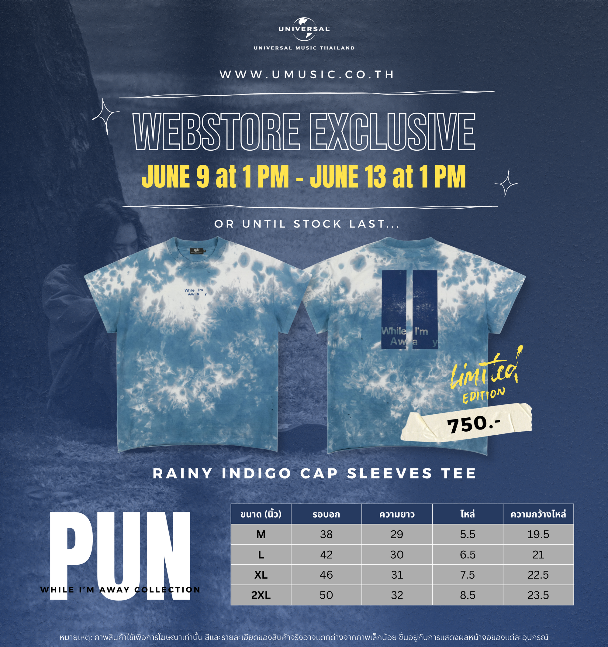 PUN 'WIA' Rainy Indigo Cap Sleeves Tee [Webstore Exclusive]