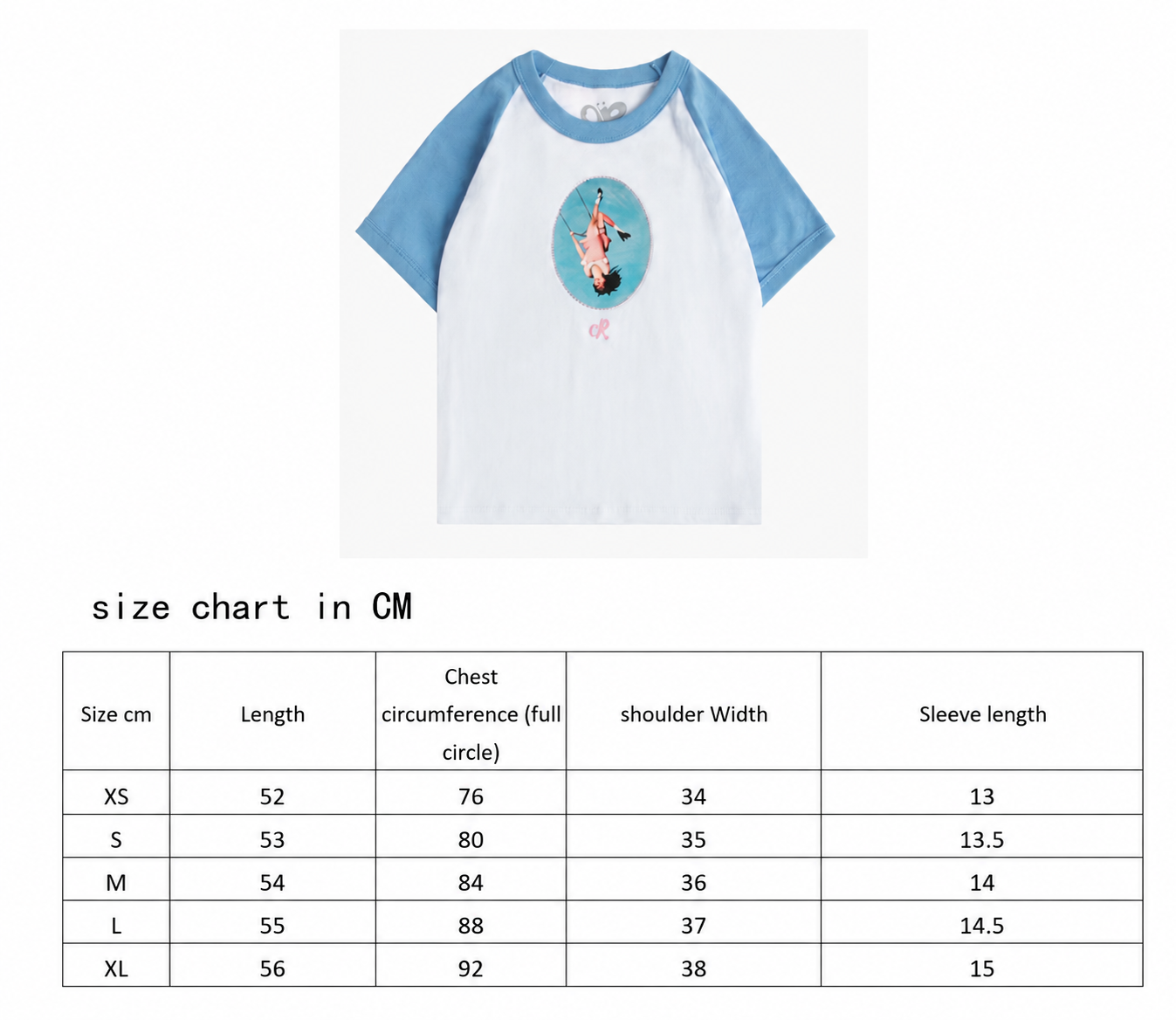 album cover stitched women's baby cropped raglan